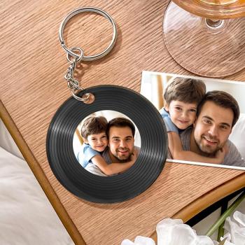 Custom Photo Record Disc Keychains Acrylic Personalized Gifts for Dad
