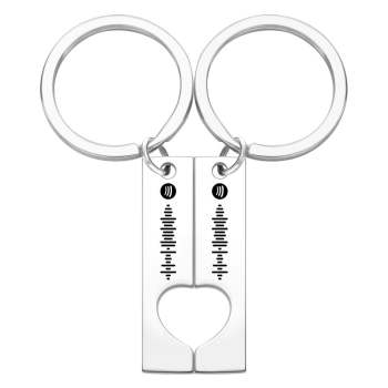 2 Personalized Spotify Code Keychain | Heart Cut Out | Friend Keychain | Couple Keychain