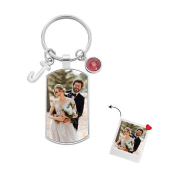 Custom Photo Birthstone Keychain Personalized Letter Pendant Birthday Gifts - NameNecklace