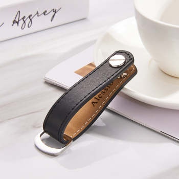 Custom Engraved Keychain Simple Leather Men's Gifts - NameNecklace
