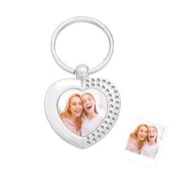 Custom Photo Keychain Stainless Steel Heart Keyring Birthday Gift - NameNecklace