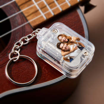 Personalized Photo Sky City Mini Music Box Keychain Acrylic Clear Hand Crank Music Box Birthday Gifts - NameNecklace