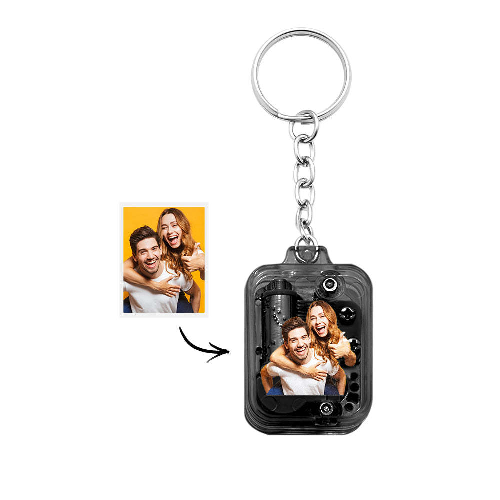 Personalized Photo Sky City Mini Music Box Keychain Acrylic Clear Hand Crank Music Box Birthday Gifts - NameNecklace