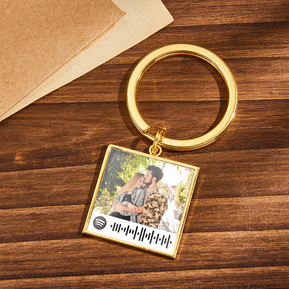 Spotify Playlist Code Keychain Personalized Photo Music Song Keychain Memorial Gifts - NameNecklace