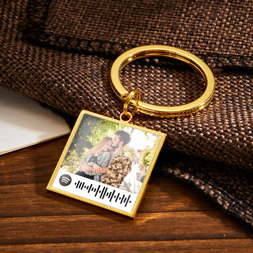 Spotify Playlist Code Keychain Personalized Photo Music Song Keychain Memorial Gifts - NameNecklace