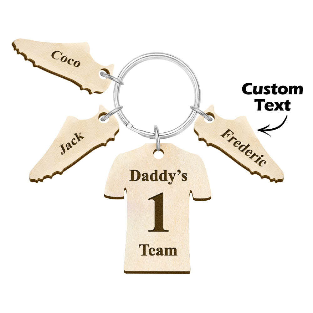 Custom Engraved Daddy's Football Team Wooden Sports Gifts - NameNecklace
