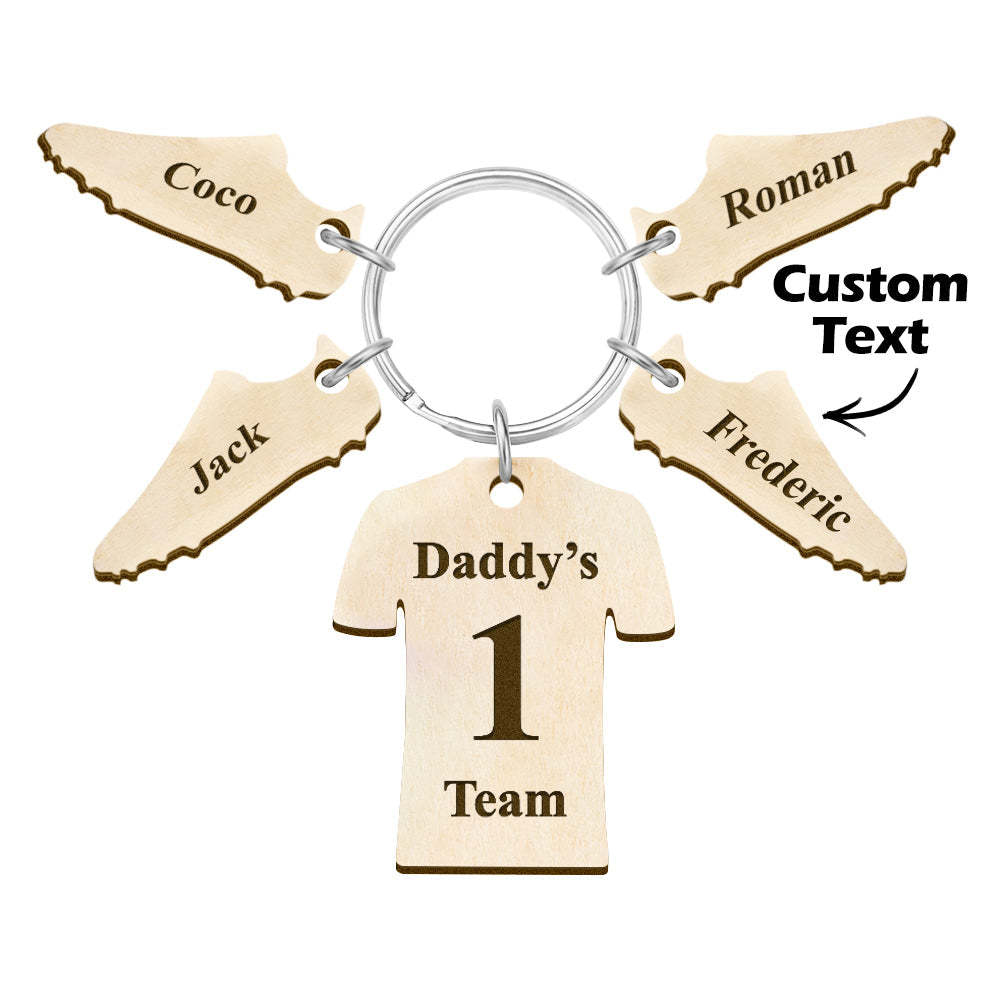 Custom Engraved Daddy's Football Team Wooden Sports Gifts - NameNecklace