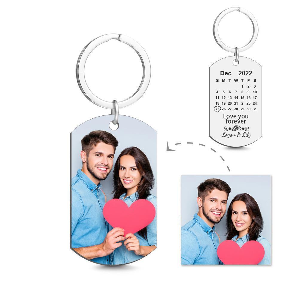 Customized Optional Photo Engraved Calendar Keychain Tag Keychain Perfect Gift For Special Day Best Gifts For Lovers - Giftlab