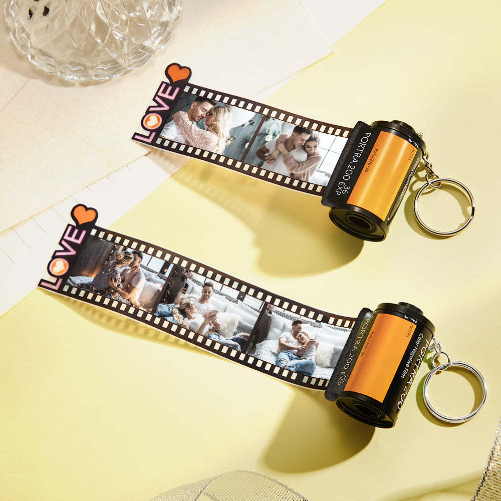 Custom Photo Film Roll Keychain Personalized Love Camera Roll Keychain Anniversary Gifts - NameNecklace