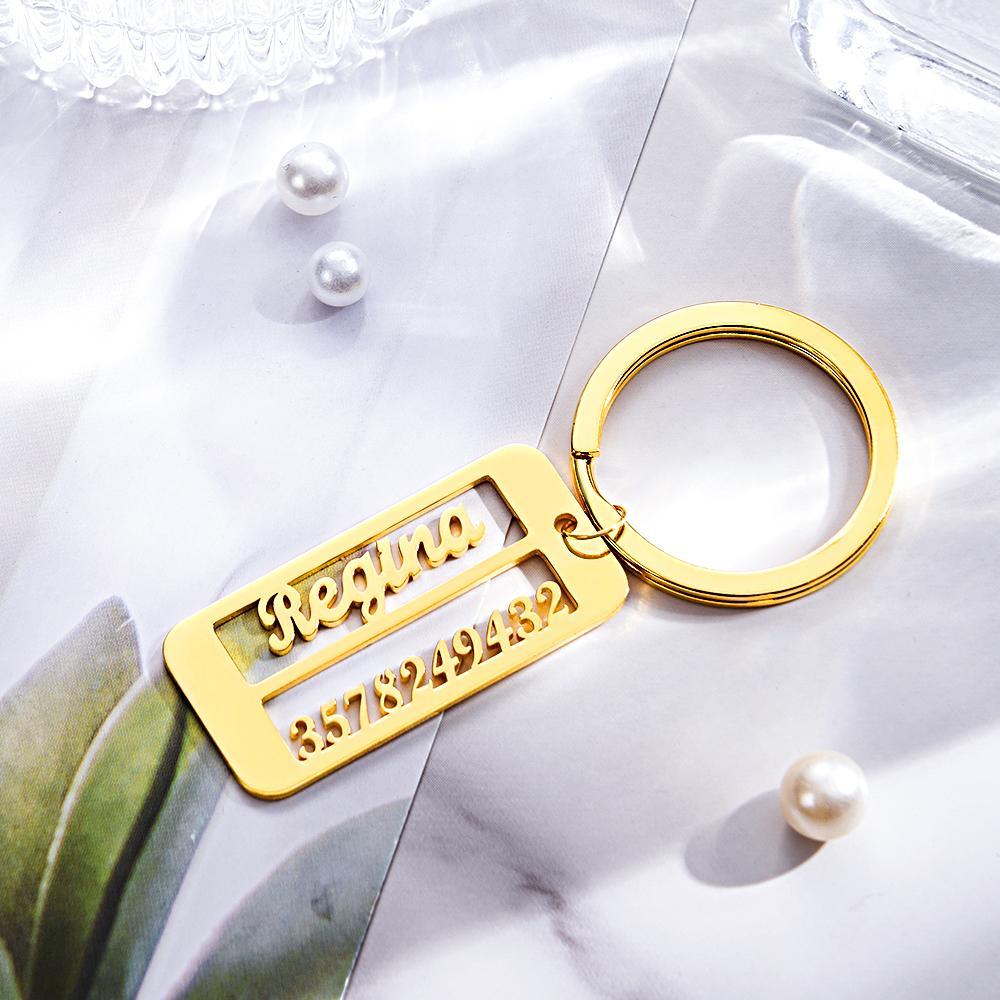 Personalized Name Phone Number Keychain Engraved Exclusive Phone Number Keychain - NameNecklace