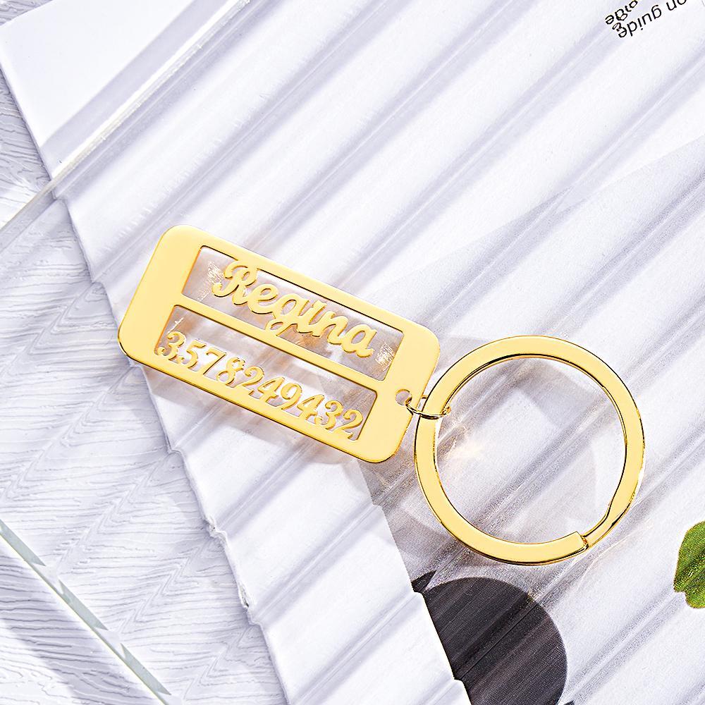 Personalized Name Phone Number Keychain Engraved Exclusive Phone Number Keychain - NameNecklace