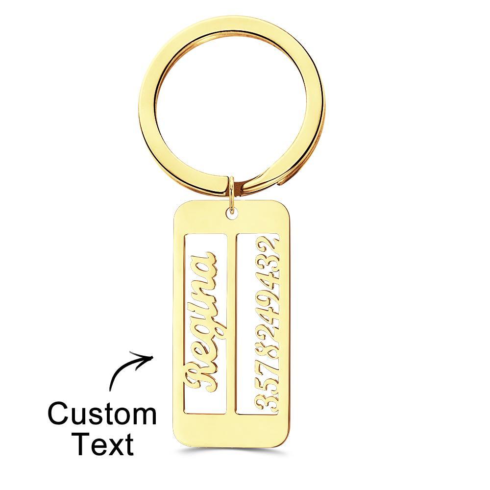 Personalized Name Phone Number Keychain Engraved Exclusive Phone Number Keychain - NameNecklace