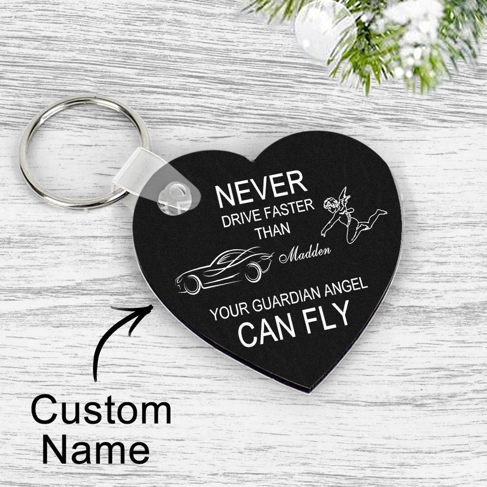 Custom Engraved Keychain Drive Safe Heart-shaped Metal Gifts - NameNecklace