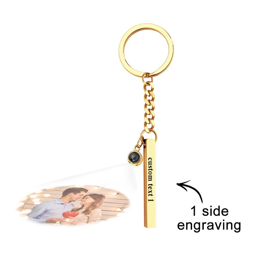 Personalized Photo Projection Keychain Engraved Vertical Cube Pendant Gifts For Him - NameNecklace
