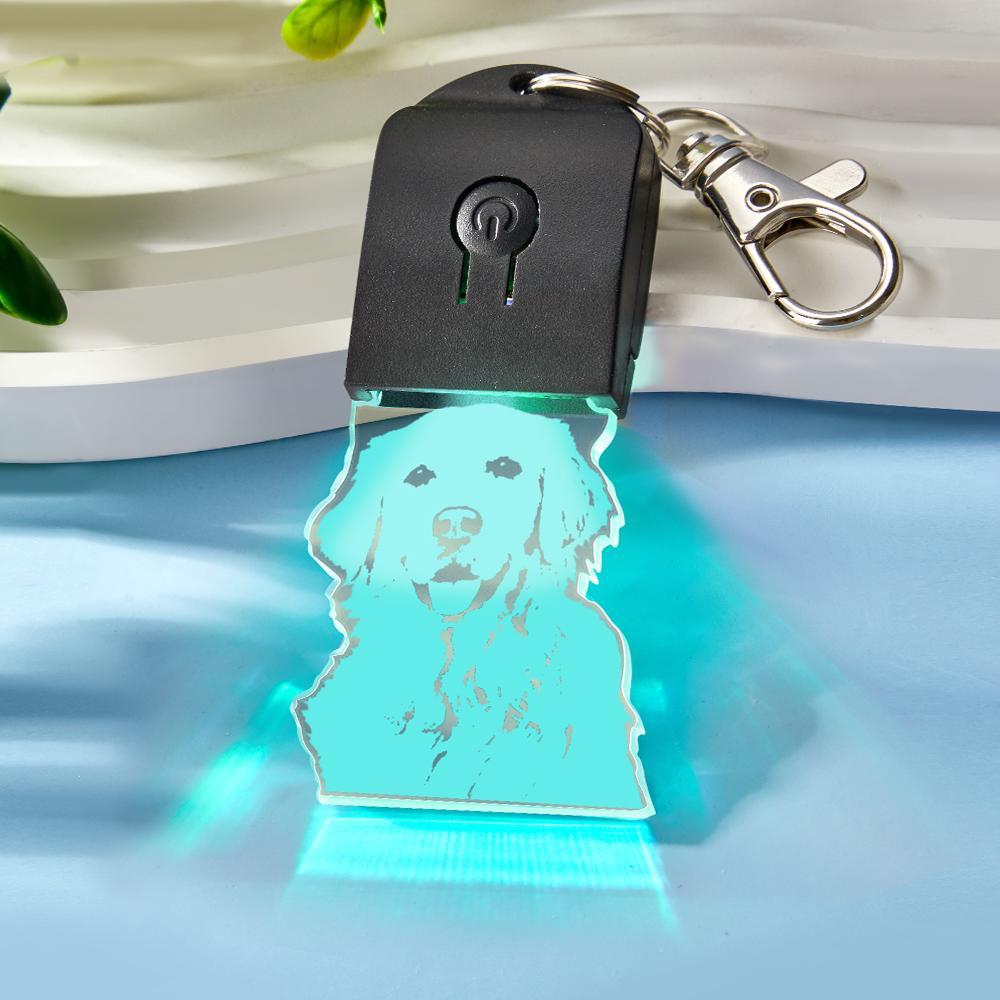 Custom Photo Keychain Colorful Lights Funny Gifts - NameNecklace
