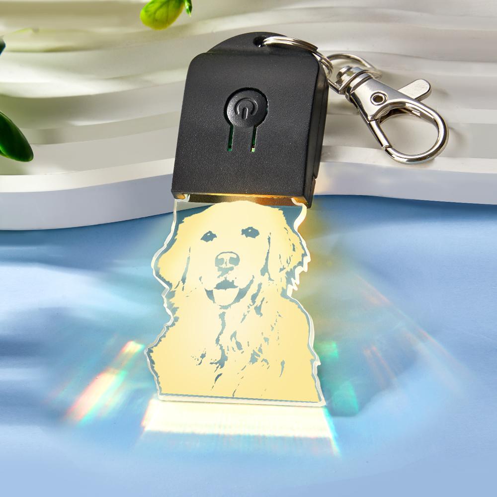 Custom Photo Keychain Colorful Lights Funny Gifts - NameNecklace