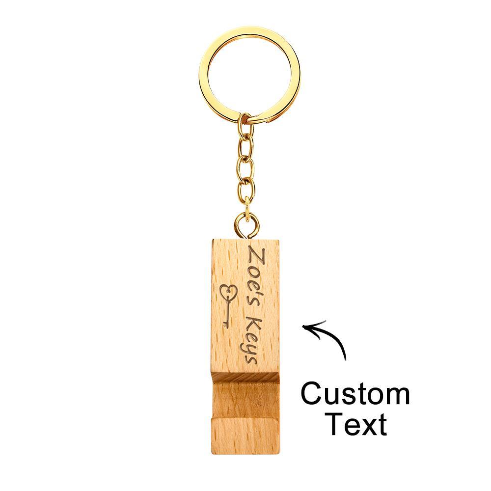 Custom Engraved Keychain Wooden Mobile Phone Stand Gifts - NameNecklace