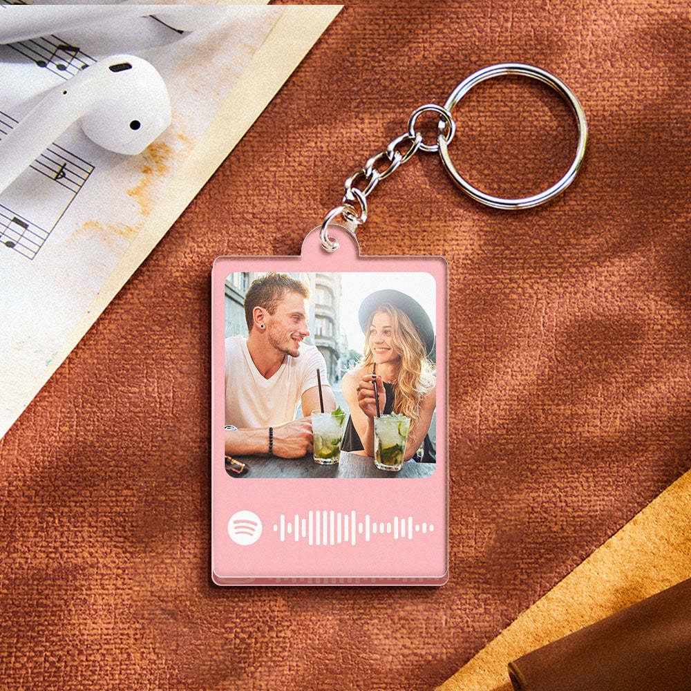 Personalized Scannable Spotify Code Keychain Custom Photo Colorful Keychain Birthday Anniversary Gift - NameNecklace