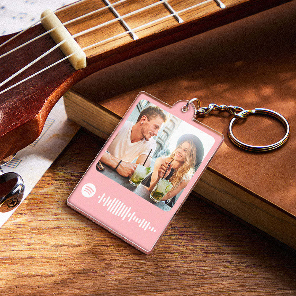 Personalized Scannable Spotify Code Keychain Custom Photo Colorful Keychain Birthday Anniversary Gift - NameNecklace