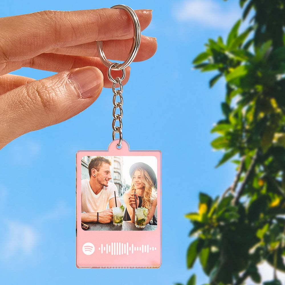 Personalized Scannable Spotify Code Keychain Custom Photo Colorful Keychain Birthday Anniversary Gift - NameNecklace