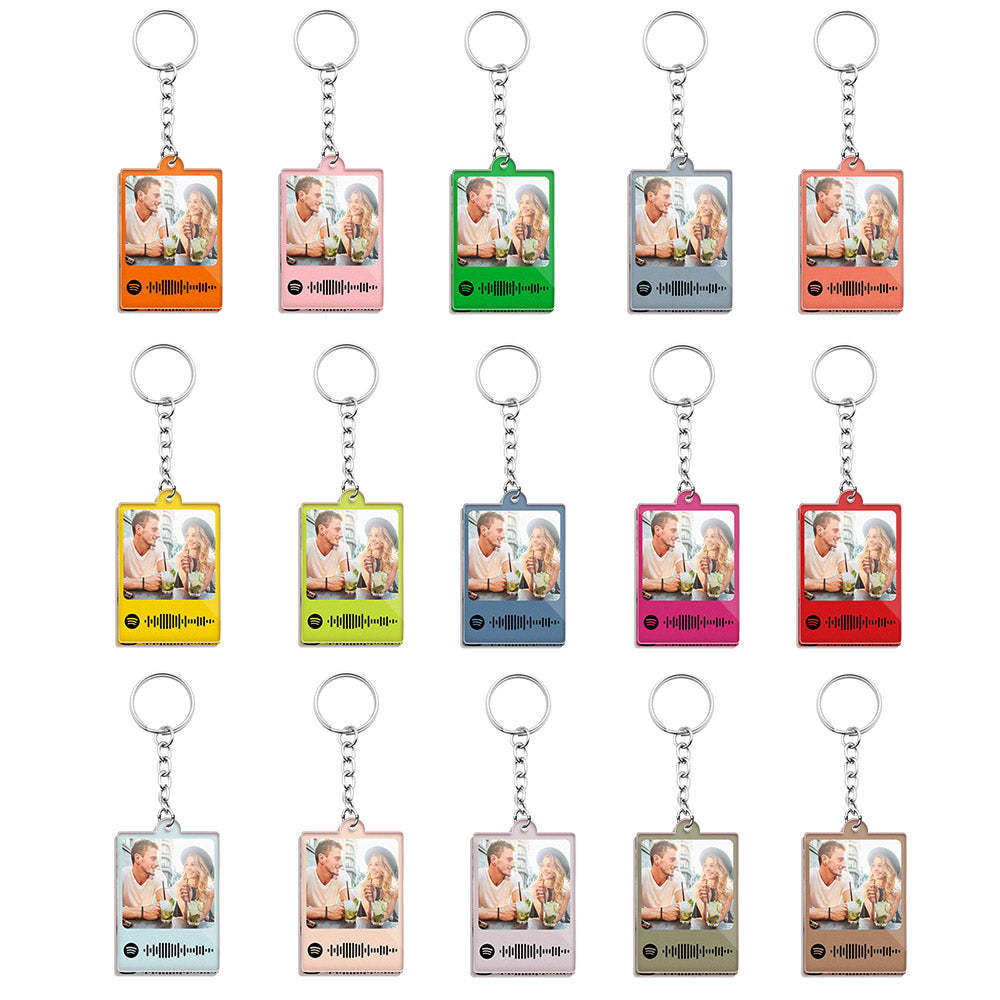 Personalized Scannable Spotify Code Keychain Custom Photo Colorful Keychain Birthday Anniversary Gift - NameNecklace