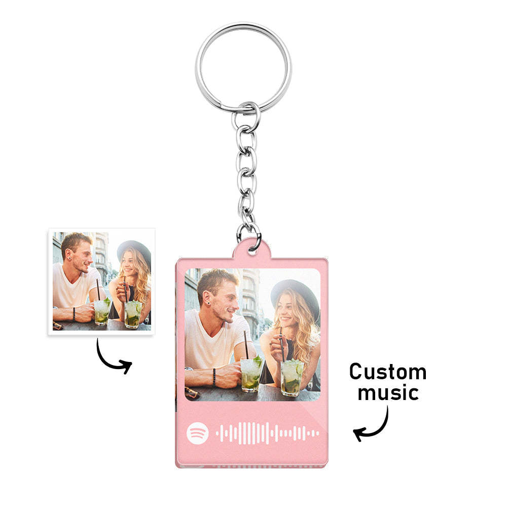 Personalized Scannable Spotify Code Keychain Custom Photo Colorful Keychain Birthday Anniversary Gift - NameNecklace