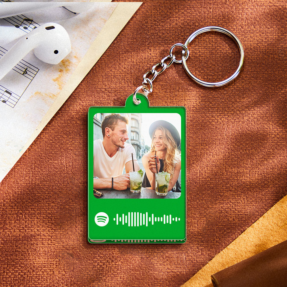 Personalized Scannable Spotify Code Keychain Custom Photo Colorful Keychain Birthday Anniversary Gift - NameNecklace