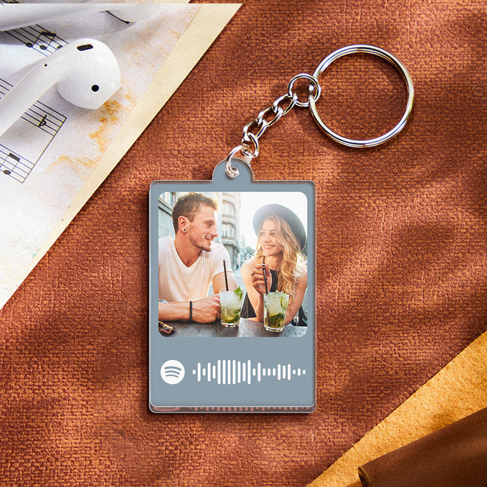 Personalized Scannable Spotify Code Keychain Custom Photo Colorful Keychain Birthday Anniversary Gift - NameNecklace