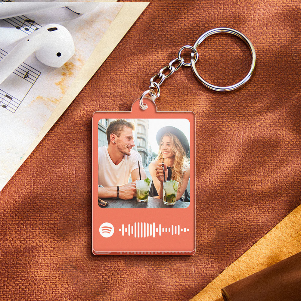 Personalized Scannable Spotify Code Keychain Custom Photo Colorful Keychain Birthday Anniversary Gift - NameNecklace