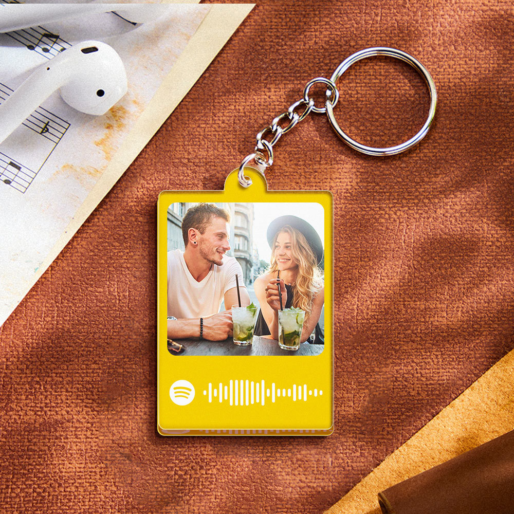 Personalized Scannable Spotify Code Keychain Custom Photo Colorful Keychain Birthday Anniversary Gift - NameNecklace
