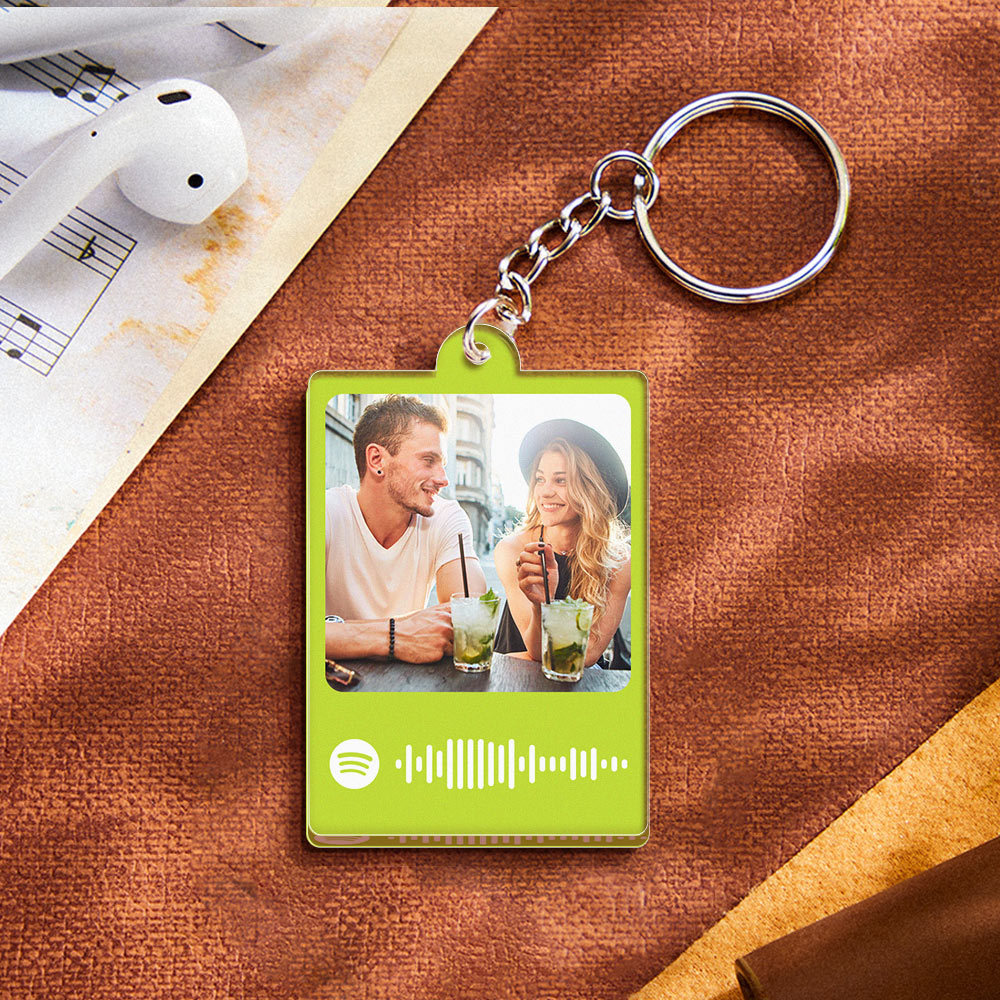 Personalized Scannable Spotify Code Keychain Custom Photo Colorful Keychain Birthday Anniversary Gift - NameNecklace