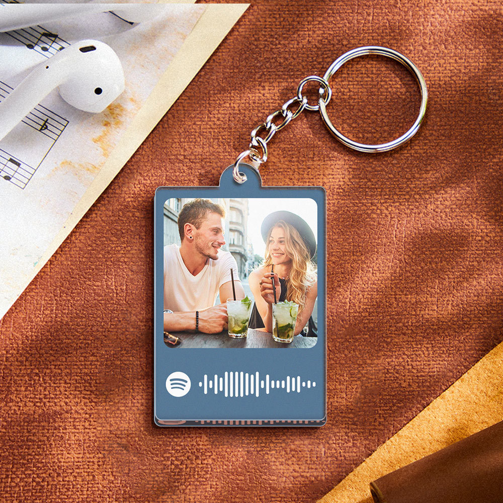 Personalized Scannable Spotify Code Keychain Custom Photo Colorful Keychain Birthday Anniversary Gift - NameNecklace