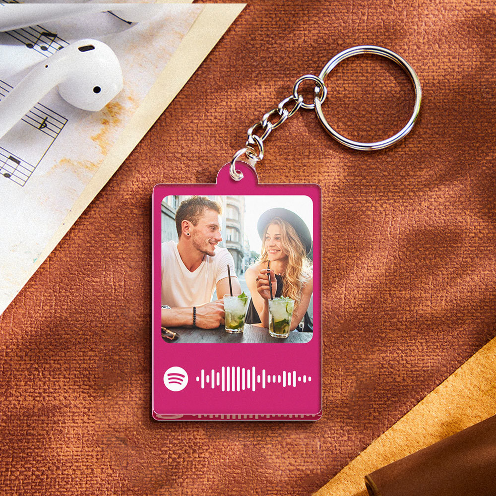 Personalized Scannable Spotify Code Keychain Custom Photo Colorful Keychain Birthday Anniversary Gift - NameNecklace