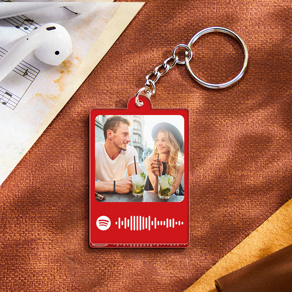Personalized Scannable Spotify Code Keychain Custom Photo Colorful Keychain Birthday Anniversary Gift - NameNecklace