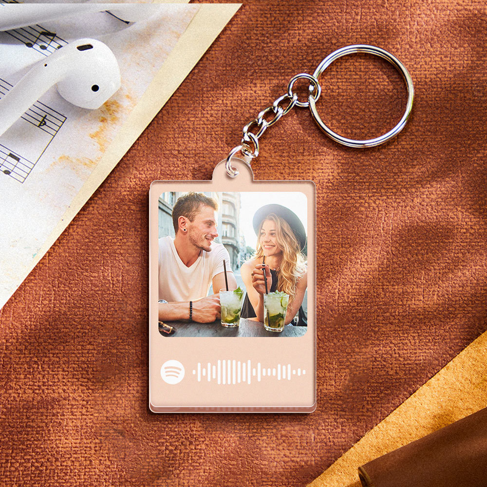 Personalized Scannable Spotify Code Keychain Custom Photo Colorful Keychain Birthday Anniversary Gift - NameNecklace