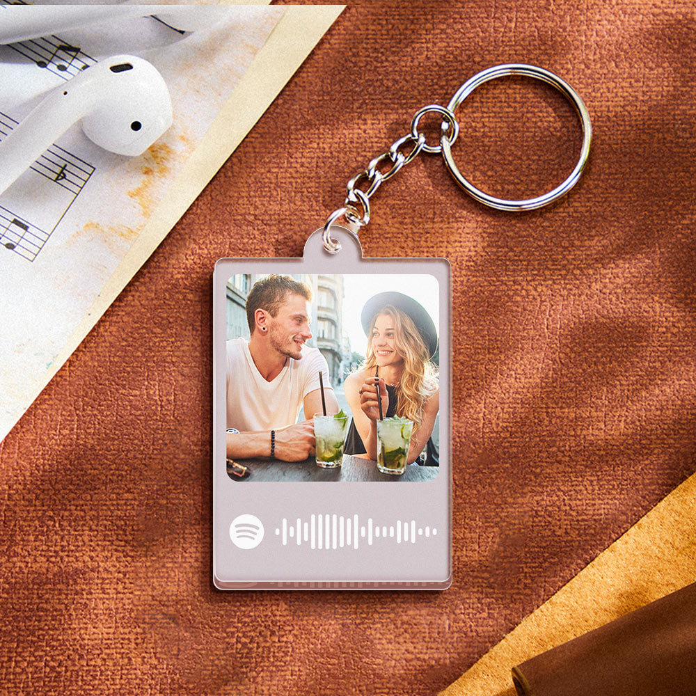 Personalized Scannable Spotify Code Keychain Custom Photo Colorful Keychain Birthday Anniversary Gift - NameNecklace