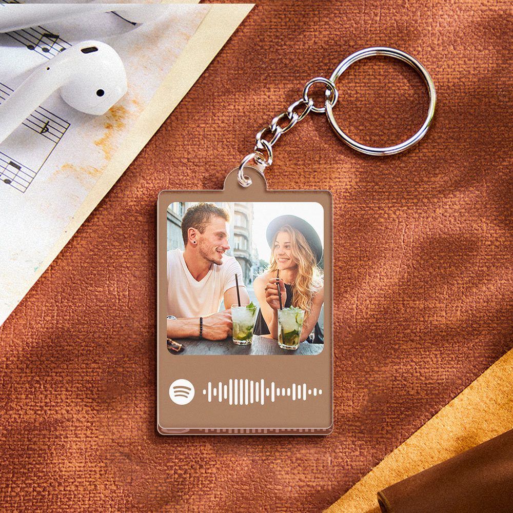 Personalized Scannable Spotify Code Keychain Custom Photo Colorful Keychain Birthday Anniversary Gift - NameNecklace