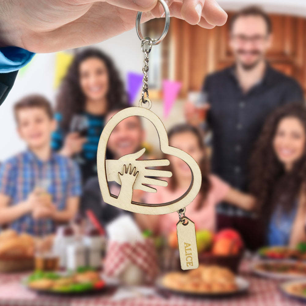 Personalized Hands with Name tags Keychain Gift for Father's Day Gift for Dad Grandpa - NameNecklace