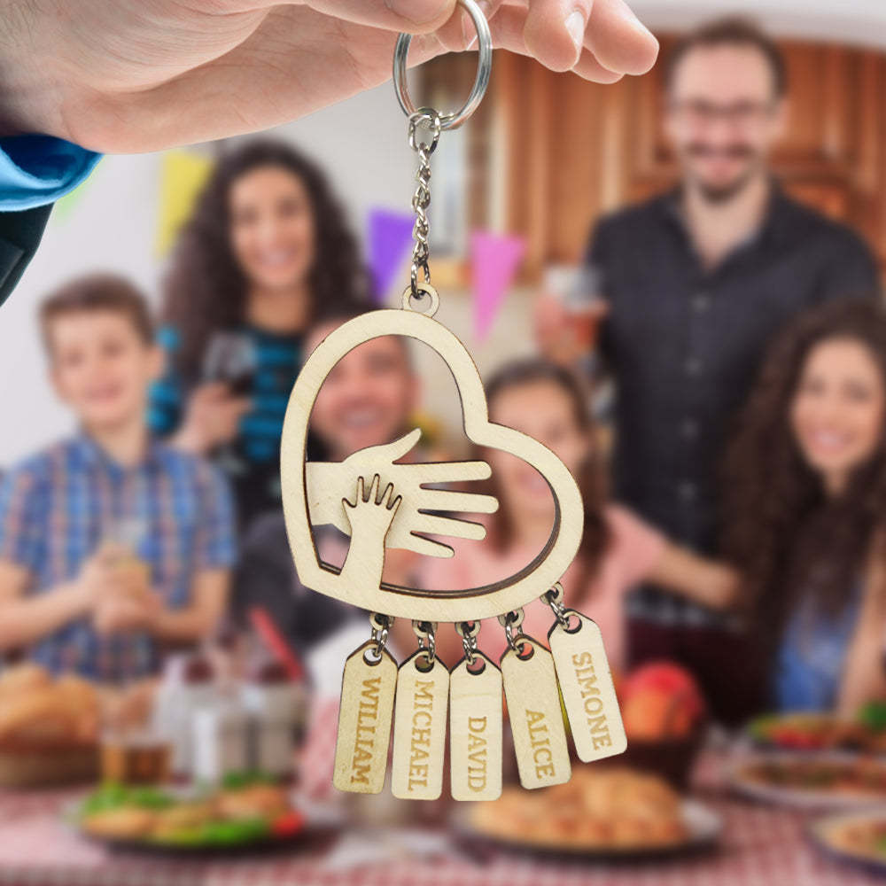 Personalized Hands with Name tags Keychain Gift for Father's Day Gift for Dad Grandpa - NameNecklace