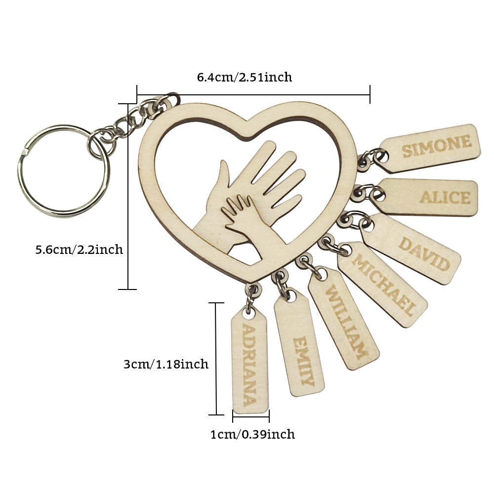 Personalized Hands with Name tags Keychain Gift for Father's Day Gift for Dad Grandpa - NameNecklace
