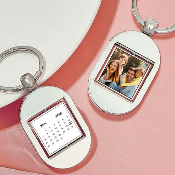 Personalized Calendar Keychain Turnable Double Sides Keychains Gift for Him - NameNecklace