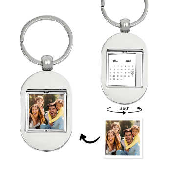 Personalized Calendar Keychain Turnable Double Sides Keychains Gift for Him - NameNecklace