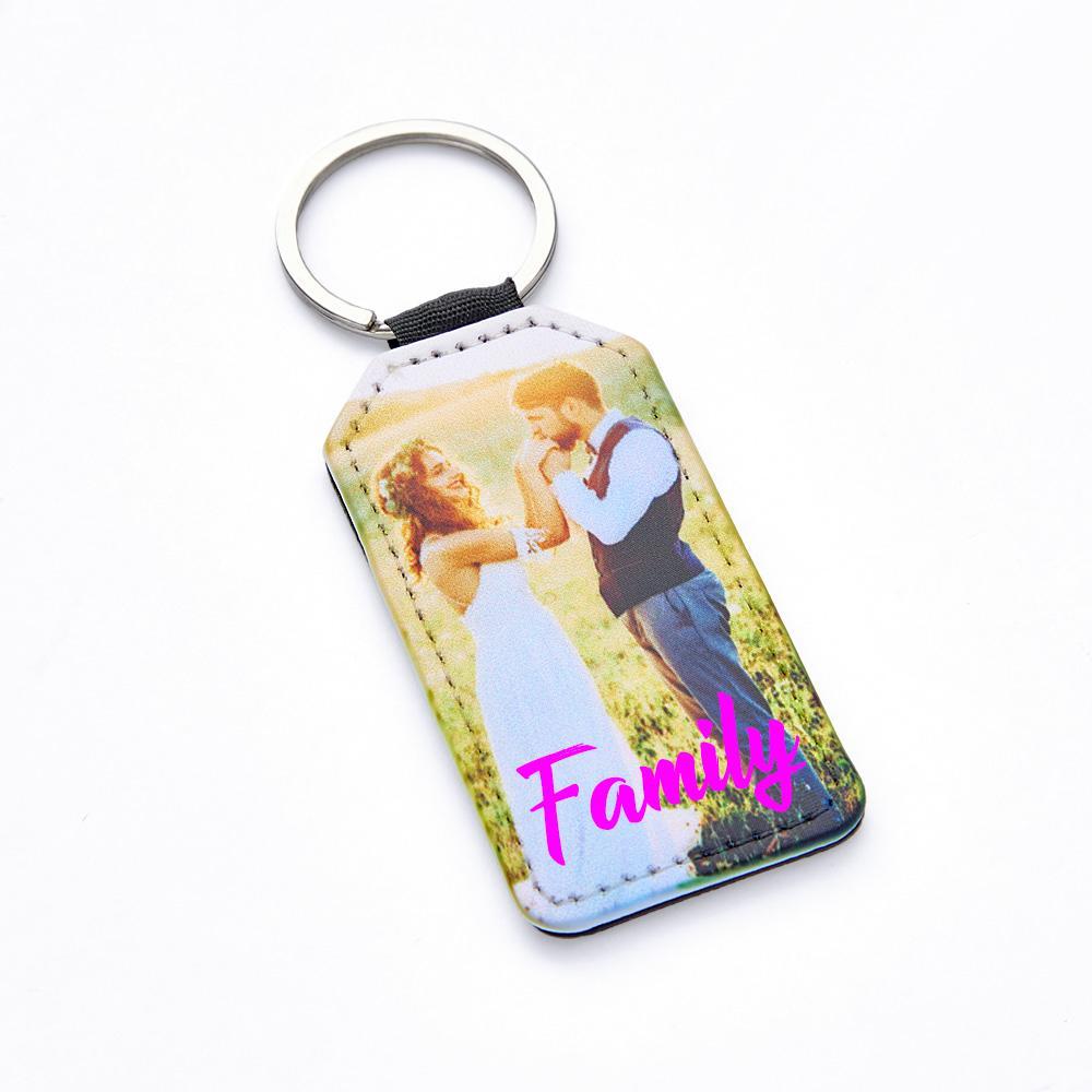 Personalized Photo Keychain PU Vegan Leather Photo Keychain Custom Gifts for Family and Friends - NameNecklace