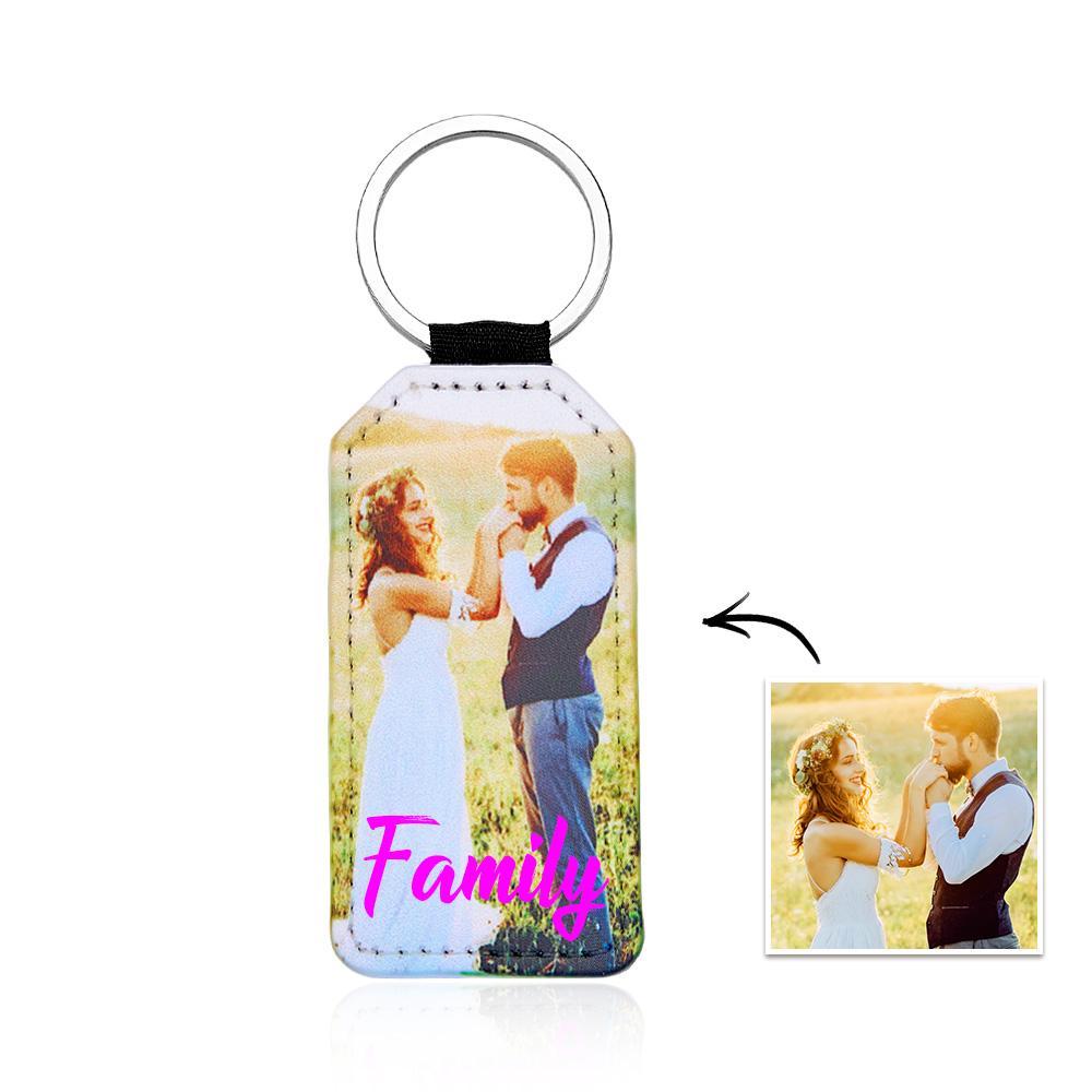 Personalized Photo Keychain PU Vegan Leather Photo Keychain Custom Gifts for Family and Friends - NameNecklace