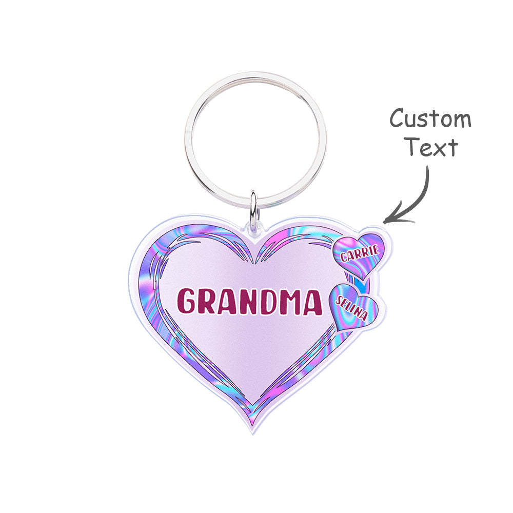 Grandma Mom Violet Heart Kids Mother's Day Personalized Acrylic Keychain - NameNecklace