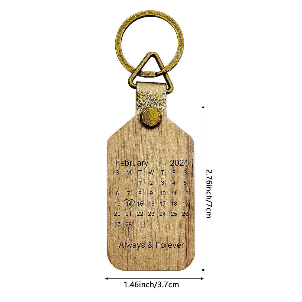 Personalized Calendar Photo Keychain Magnetic Engraved Keychain Valentine's Day Gifts for Him - NameNecklace