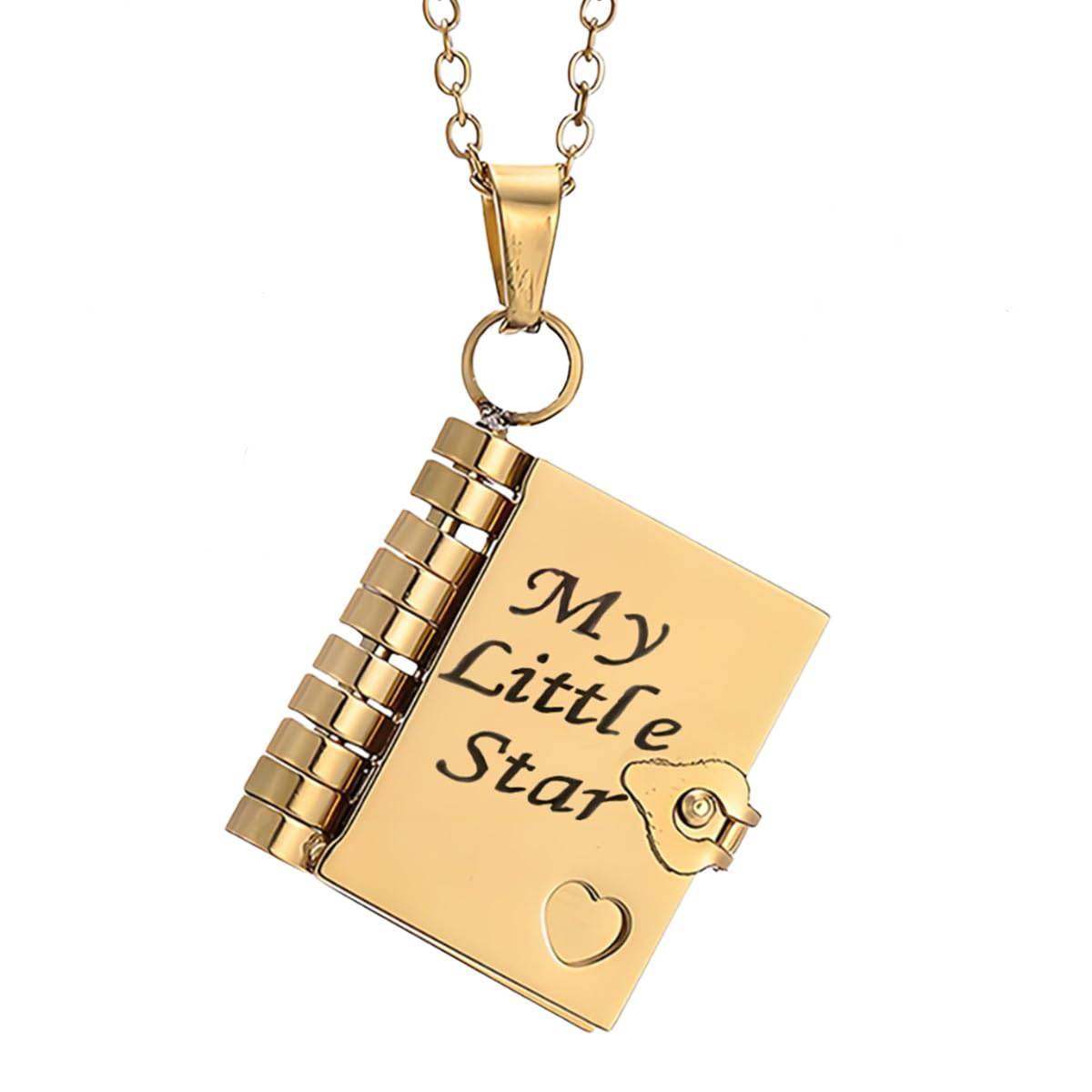 My Little Star Book Necklace �C A Letter to My Daughter in a Locket, Adjustable Pendant with Message Inside, Meaningful Jewelry Gift