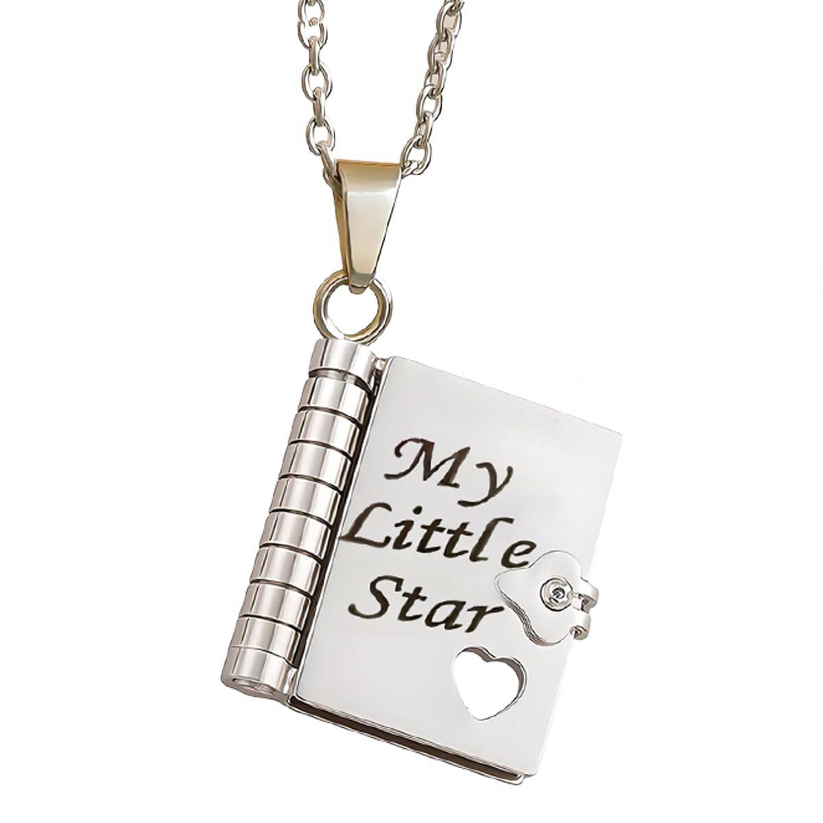 My Little Star Book Necklace �C A Letter to My Daughter in a Locket, Adjustable Pendant with Message Inside, Meaningful Jewelry Gift
