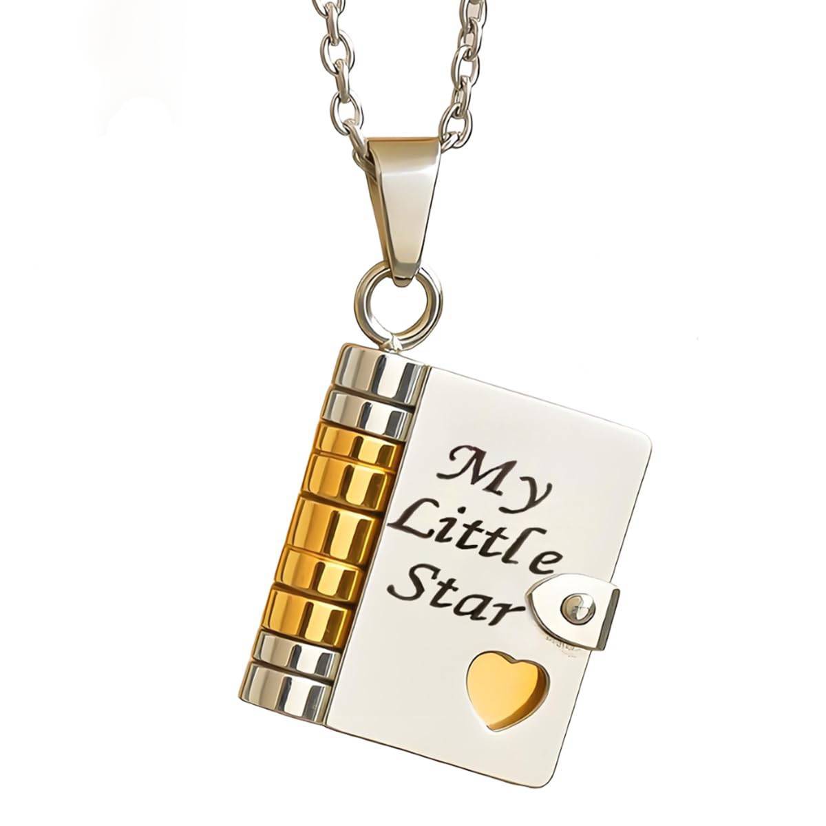 My Little Star Book Necklace �C A Letter to My Daughter in a Locket, Adjustable Pendant with Message Inside, Meaningful Jewelry Gift