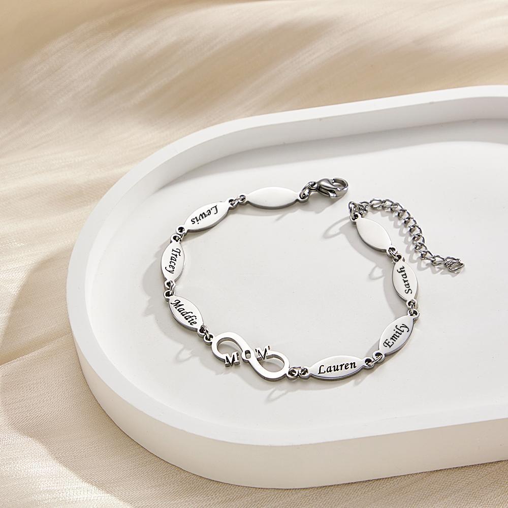 Personalized Mom Bracelet Charming Engraved Bracelet Mother's Day Gifts - NameNecklace